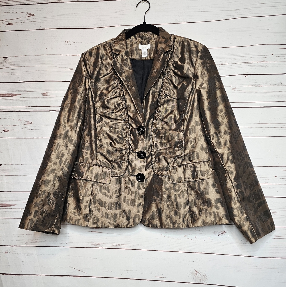 Chico's Lady Leopard Layla Ruched Detail Blazer